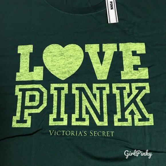 vs PINK campus tee SHIRT SLEEVE IN CORE DEEP FOREST LIMITED EDITION SIZES XS-XXL - Picture 5 of 6